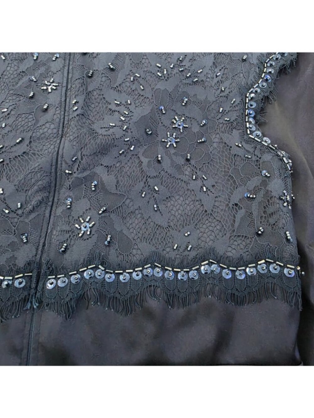 Adrianna Papell Occasions Gown 10 Navy Beaded Lace Formal Evening Mother Bride - Picture 13 of 15